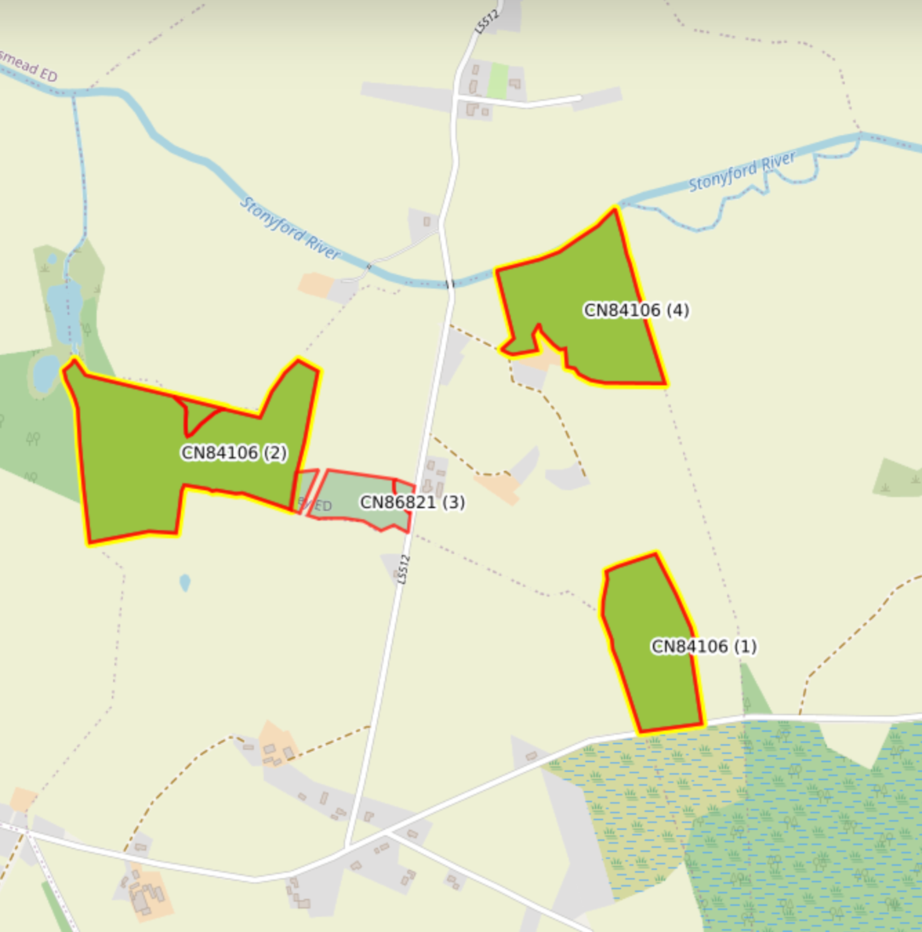 Areas of newly established woodlands under Ireland's forestry grants. 