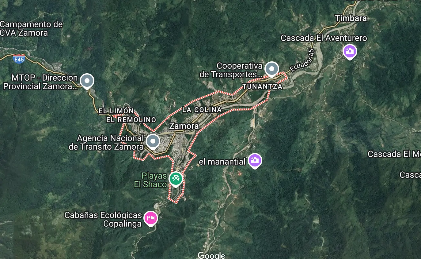 Map of Zamora , Ecuador. 