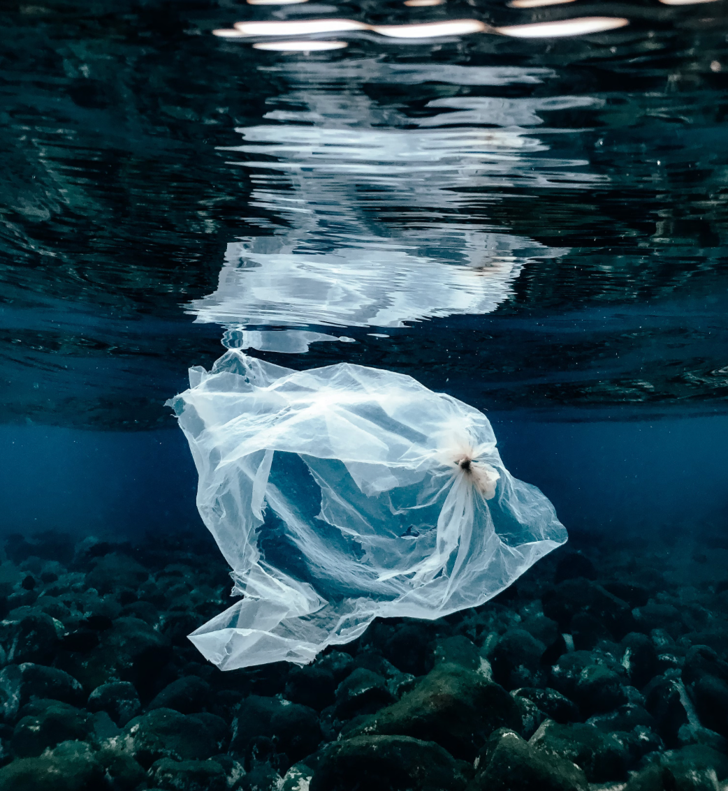 Plastics in the ocean. 