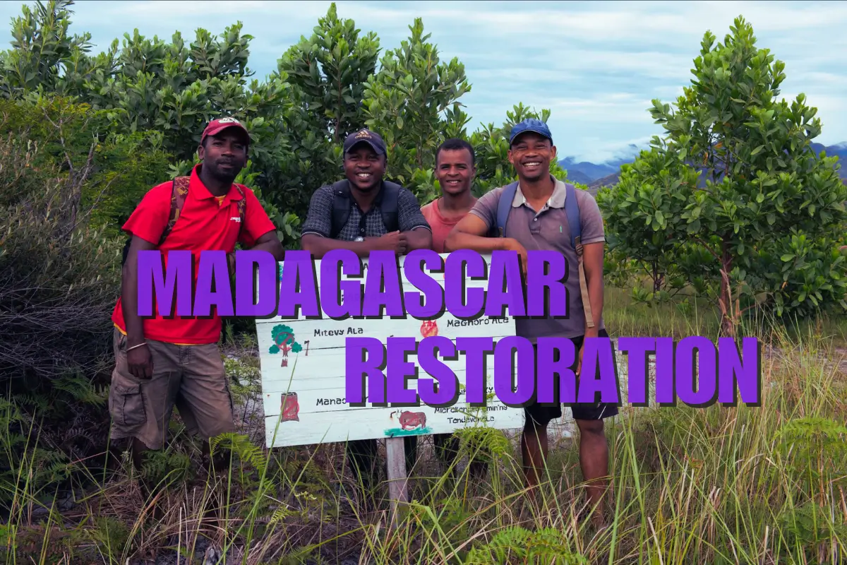 Reforestation Coordinator Fabrice Fomenjanahary is second from the left. Image courtesy of Paul Allen